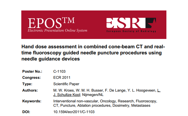 Hand dose assessment in combined cone-beam CT and real-time fluorscopy guided needle puncture procedures using needle guidance devices